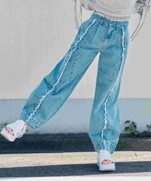 Auntie Rosa | 再入荷【_chunpi】フリンジラインのカーブワイドデニム(S・M展開)(デニムパンツ)