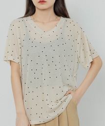 ドットVネック半袖Tシャツ
