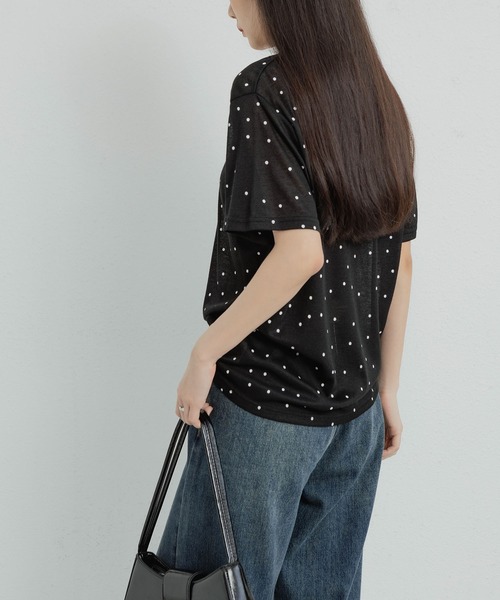 MAISON DE THERESE(メゾン ド テレーズ)の「ドットVネック半袖Tシャツ(Tシャツ/カットソー・レディース・グレー/ベージュ/ブラック・FREE)」の22枚目の写真