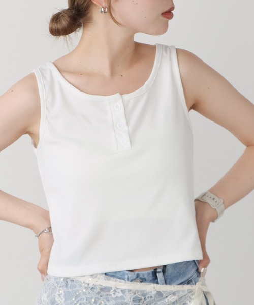 AO2（アオズ）の「△Henry Neck Ribbed Tank Top / ヘンリー