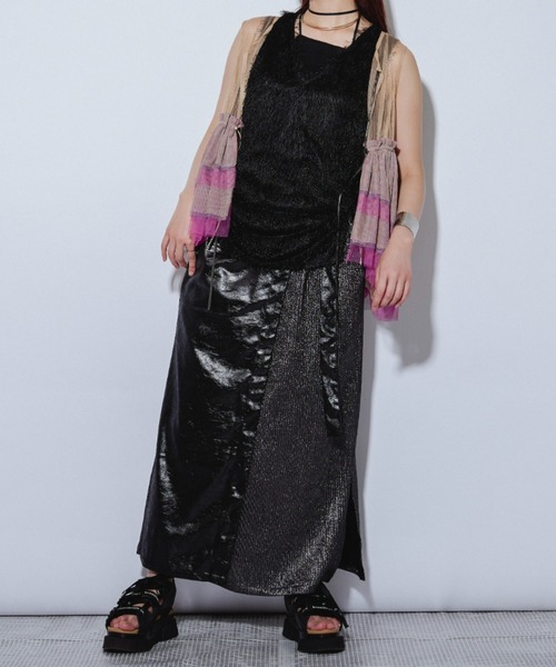Ezick ANNONIM(エジックアノニム)の「Side drawstring サマーシャギータンク(タンクトップ・レディース・ブラック/グレー系/ホワイト・FREE)」の15枚目の写真