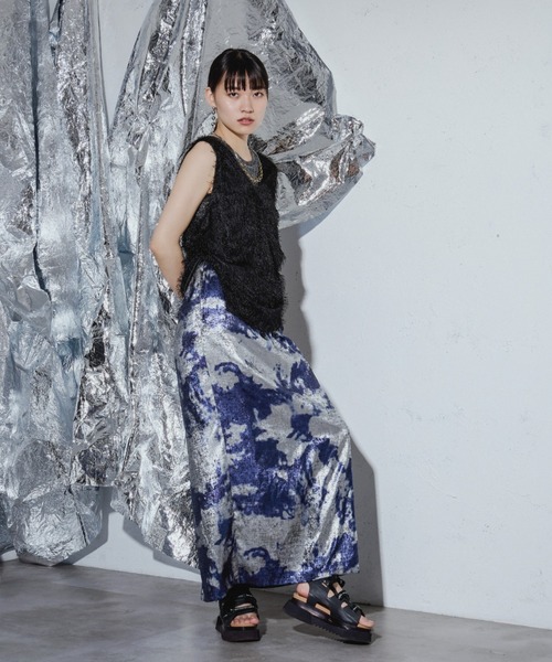 Ezick ANNONIM(エジックアノニム)の「Side drawstring サマーシャギータンク(タンクトップ・レディース・ブラック/グレー系/ホワイト・FREE)」の19枚目の写真