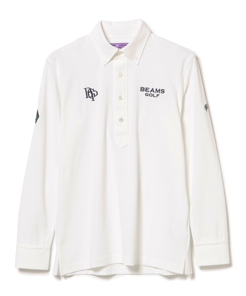 BEAMS GOLF(ビームスゴルフ)の「PURPLE LABEL /スフィダンテ ベア鹿の子 LS ボタンダウンポロシャツ(ポロシャツ・メンズ・ホワイト/ネイビー・L/S/M/XL)」の4枚目の写真