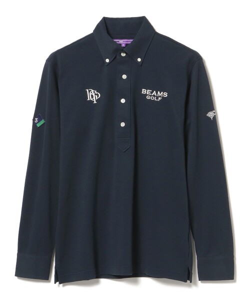 BEAMS GOLF(ビームスゴルフ)の「PURPLE LABEL /スフィダンテ ベア鹿の子 LS ボタンダウンポロシャツ(ポロシャツ・メンズ・ホワイト/ネイビー・L/S/M/XL)」の3枚目の写真