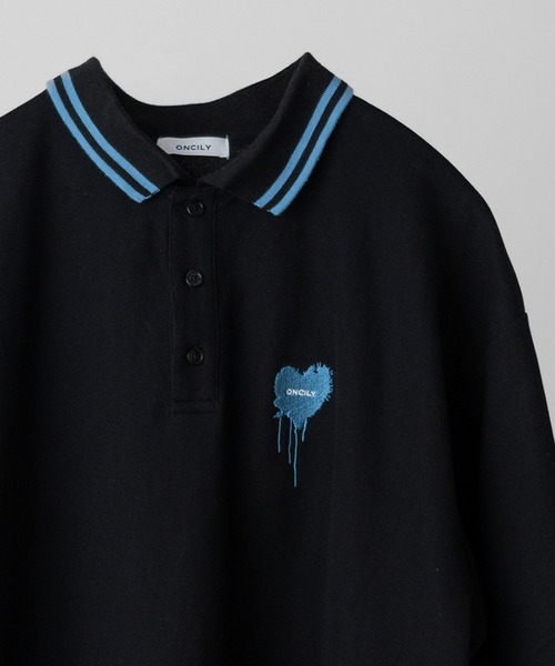 ONCILY（オンシェリー）の「ONE POINT LOGO MOSS STITCH POLO SHIRT  / ワンポイントロゴ鹿の子ポロシャツ（ポロシャツ・メンズ・ネイビー/ブルー/レッド/ブラック/アイボリー・SMALL/LARGE/MEDIUM）」の11枚目の写真