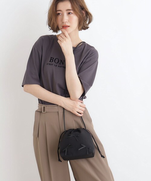 grove(グローブ)の「◆ナイロンリボン巾着ショルダー(ショルダーバッグ・レディース・ブラック系3/ダークグレー/ブラック・00)」の6枚目の写真