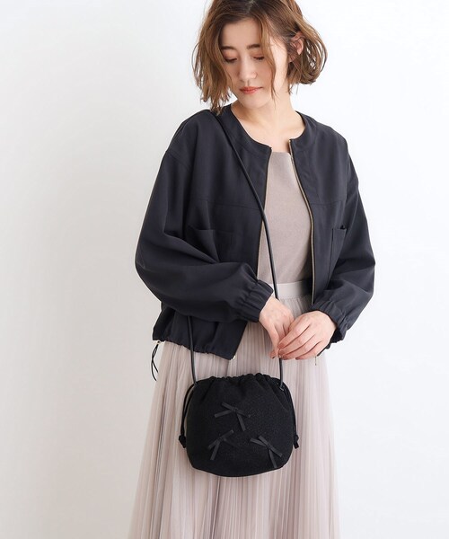 grove(グローブ)の「◆ナイロンリボン巾着ショルダー(ショルダーバッグ・レディース・ブラック系3/ダークグレー/ブラック・00)」の8枚目の写真