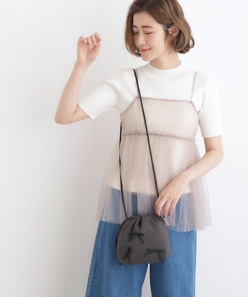 grove(グローブ)の「◆ナイロンリボン巾着ショルダー(ショルダーバッグ・レディース・ブラック系3/ダークグレー/ブラック・00)」の10枚目の写真