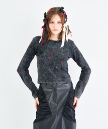 ANNA SUI NYC | ヴィンテージライクハートステッチロングスリーブTシャツ(Tシャツ/カットソー)