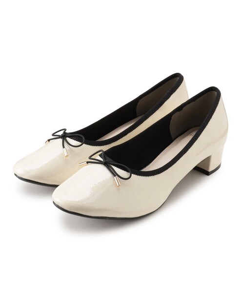 index（インデックス）の「ラウンドトゥヒールバレエシューズ（パンプス・レディース・ブラック/チャコールグレー/アイボリー系・02/03/01）」の3枚目の写真