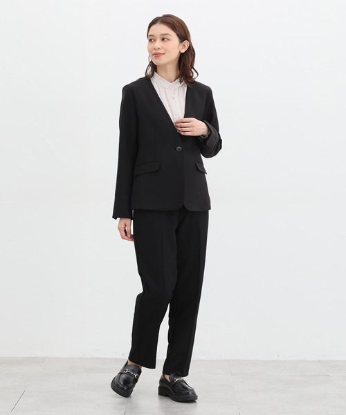 Honeys(ハニーズ)の「【ストレッチ/ウォッシャブル/イージーケア】センタープレスパンツ(股下63cm)(スラックス・レディース・ネイビー/ベージュ/ブラック/杢グレー・S/M/L/LL/3L)」の7枚目の写真