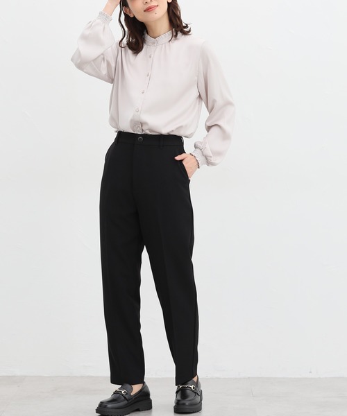 Honeys(ハニーズ)の「【ストレッチ/ウォッシャブル/イージーケア】センタープレスパンツ(股下63cm)(スラックス・レディース・ネイビー/ベージュ/ブラック/杢グレー・S/M/L/LL/3L)」の8枚目の写真