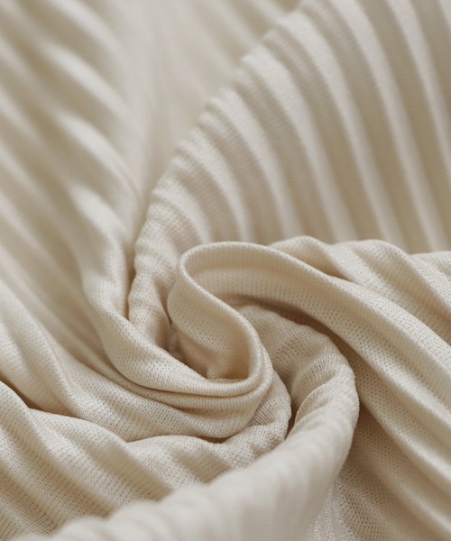 antiqua(アンティカ)の「配色プリーツトップス(Tシャツ/カットソー・レディース・アイボリー/ブラック/ダークグレー/ベージュ・ONESIZE)」の5枚目の写真