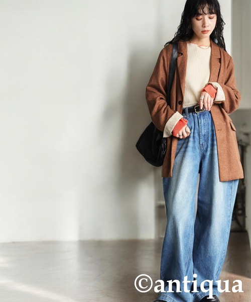 antiqua(アンティカ)の「配色プリーツトップス(Tシャツ/カットソー・レディース・アイボリー/ブラック/ダークグレー/ベージュ・ONESIZE)」の22枚目の写真