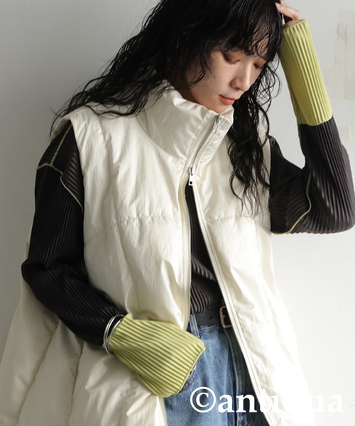 antiqua(アンティカ)の「配色プリーツトップス(Tシャツ/カットソー・レディース・アイボリー/ブラック/ダークグレー/ベージュ・ONESIZE)」の18枚目の写真