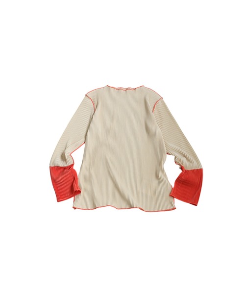 antiqua(アンティカ)の「配色プリーツトップス(Tシャツ/カットソー・レディース・アイボリー/ブラック/ダークグレー/ベージュ・ONESIZE)」の9枚目の写真