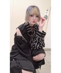 PSYNYXX チェーンZIPストライプシャツ