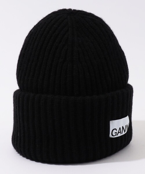 新品 GANNI ビーニー ニット帽 ブラック 新品 GANNI ビーニー ニット帽 ブラック