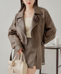 Chico | 【SALON by Chico】ムラレザーライダースジャケット(ライダースジャケット)