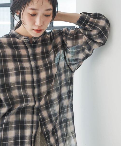 URBAN RESEARCH DOORS(アーバンリサーチドアーズ)の「シアーチェックシャツ(シャツ/ブラウス・レディース・ブラウン系その他/ブラック系その他・MEDIUM)」の12枚目の写真