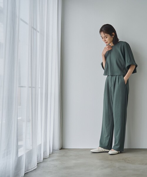RONEL（ロネル）の「ネップジョーゼットタックパンツ（スラックス・レディース・ブラック/ダークグリーン/オフホワイト・S/M/L）」の22枚目の写真