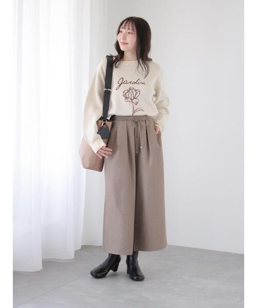 Te chichi TERRASSE（テチチテラス）の「杢調クロップド丈ワイドパンツ（その他パンツ・レディース・チャコールグレー/モカ・F）」の4枚目の写真