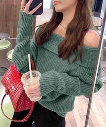 オフショルニットトップス
