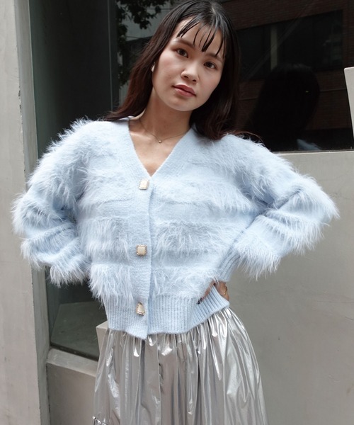 CORNERS（コーナーズ）の「フェザーニットVネックカーディガン（カーディガン/ボレロ・レディース・ピンク/グリーン/ベージュ/ライトブルー/オフホワイト・M）」の10枚目の写真