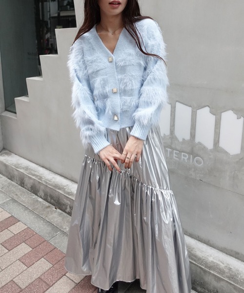 CORNERS（コーナーズ）の「フェザーニットVネックカーディガン（カーディガン/ボレロ・レディース・ピンク/グリーン/ベージュ/ライトブルー/オフホワイト・M）」の11枚目の写真