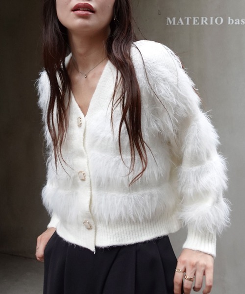 CORNERS（コーナーズ）の「フェザーニットVネックカーディガン（カーディガン/ボレロ・レディース・ピンク/グリーン/ベージュ/ライトブルー/オフホワイト・M）」の16枚目の写真