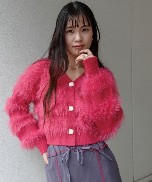 CORNERS（コーナーズ）の「フェザーニットVネックカーディガン（カーディガン/ボレロ・レディース・ピンク/グリーン/ベージュ/ライトブルー/オフホワイト・M）」の19枚目の写真