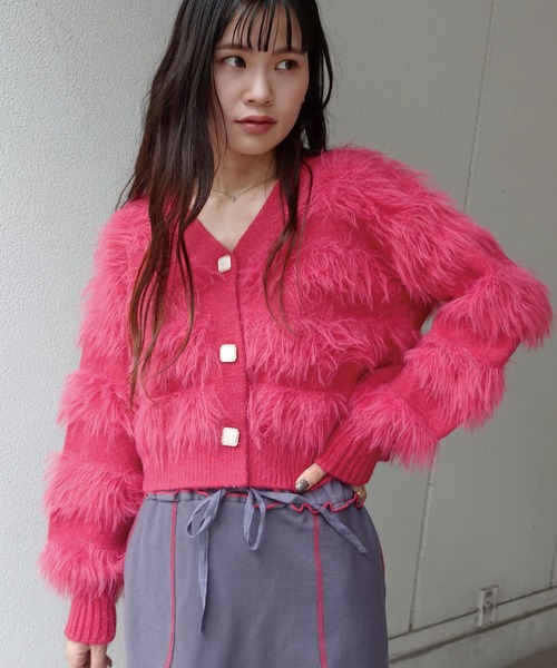 CORNERS（コーナーズ）の「フェザーニットVネックカーディガン（カーディガン/ボレロ・レディース・ピンク/グリーン/ベージュ/ライトブルー/オフホワイト・M）」の20枚目の写真