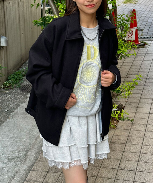 CIAOPANIC（チャオパニック）の「フェイクメルトンスウィングトップ（ブルゾン・レディース・ブラック/グリーン/ブラウン・MEDIUM/LARGE）」の14枚目の写真