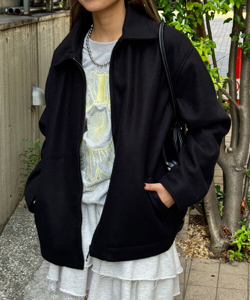 CIAOPANIC（チャオパニック）の「フェイクメルトンスウィングトップ（ブルゾン・レディース・ブラック/グリーン/ブラウン・MEDIUM/LARGE）」の15枚目の写真