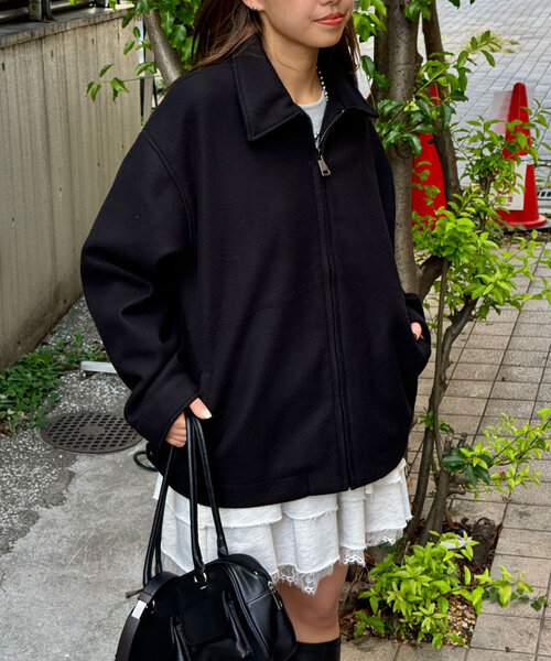 CIAOPANIC（チャオパニック）の「フェイクメルトンスウィングトップ（ブルゾン・レディース・ブラック/グリーン/ブラウン・MEDIUM/LARGE）」の17枚目の写真