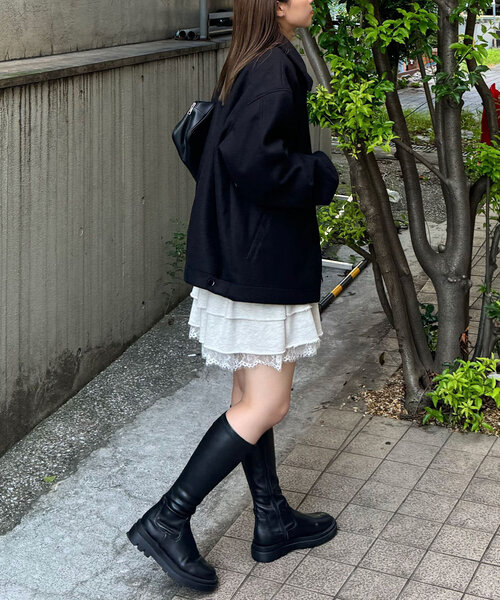 CIAOPANIC（チャオパニック）の「フェイクメルトンスウィングトップ（ブルゾン・レディース・ブラック/グリーン/ブラウン・MEDIUM/LARGE）」の19枚目の写真