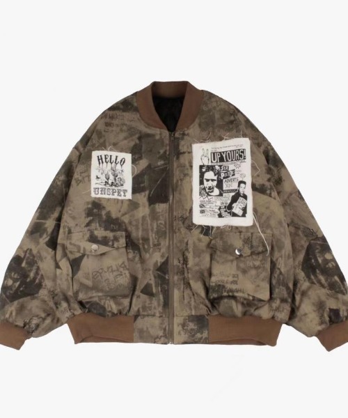 【セール】カモフラージュ ベースボール ビッグ ボンバー ジャケット(ミリタリージャケット)|DEVICE(デバイス) 【セール】カモフラージュ ベースボール ビッグ ボンバー ジャケット(ミリタリージャケット)|DEVICE(デバイス)