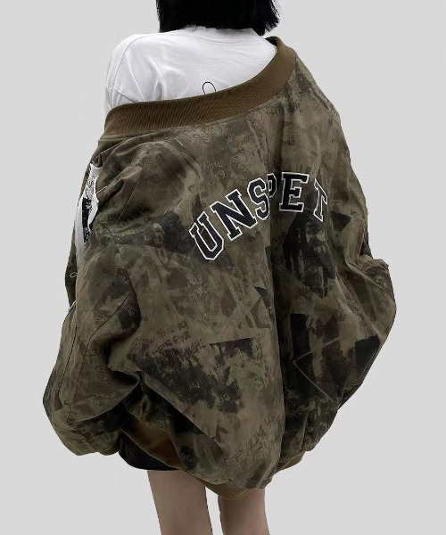 【セール】カモフラージュ ベースボール ビッグ ボンバー ジャケット(ミリタリージャケット)|DEVICE(デバイス) 【セール】カモフラージュ ベースボール ビッグ ボンバー ジャケット(ミリタリージャケット)|DEVICE(デバイス)