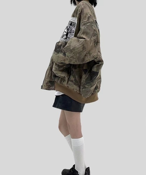 【セール】カモフラージュ ベースボール ビッグ ボンバー ジャケット(ミリタリージャケット)|DEVICE(デバイス) 【セール】カモフラージュ ベースボール ビッグ ボンバー ジャケット(ミリタリージャケット)|DEVICE(デバイス)