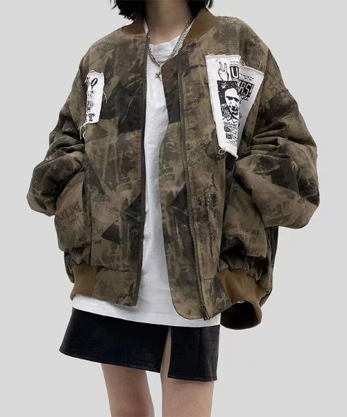 【セール】カモフラージュ ベースボール ビッグ ボンバー ジャケット(ミリタリージャケット)|DEVICE(デバイス) 【セール】カモフラージュ ベースボール ビッグ ボンバー ジャケット(ミリタリージャケット)|DEVICE(デバイス)