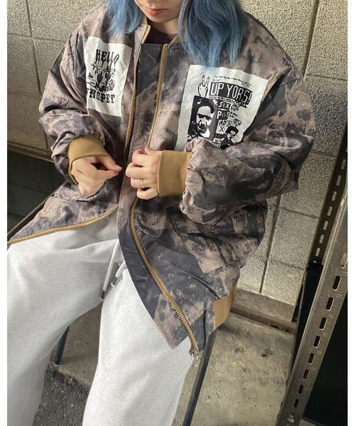 【セール】カモフラージュ ベースボール ビッグ ボンバー ジャケット(ミリタリージャケット)|DEVICE(デバイス) 【セール】カモフラージュ ベースボール ビッグ ボンバー ジャケット(ミリタリージャケット)|DEVICE(デバイス)