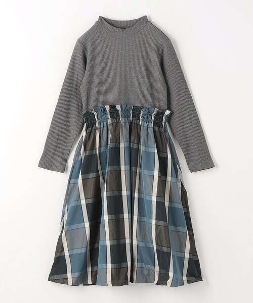 green label relaxing(グリーンレーベルリラクシング)の「TJ テレコ×チェックワンピース 100cm-130cm / キッズ(ワンピース・キッズ・ダークグレー/ブラック・110cm/100cm/120cm/130cm)」の4枚目の写真