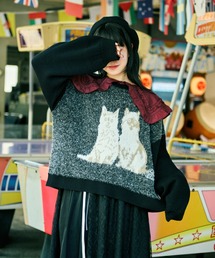 【クティールとレトロ】アソートネコジャガードニット