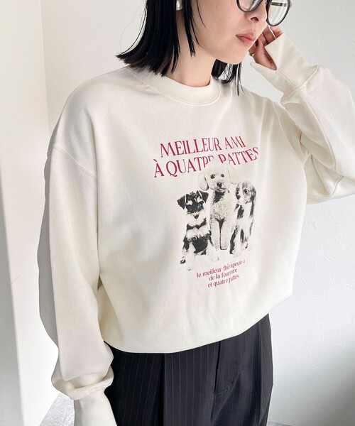 fredy emue(フレディエミュ)の「DOGフォトプリントスウェットプルオーバー(スウェット・レディース・オフホワイト/チャコールグレー/ライトグレー・38)」の10枚目の写真