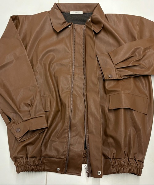 efill（エフィル）の「レザー風　ブルゾン（ブルゾン・レディース・ブラウン・L）」の5枚目の写真