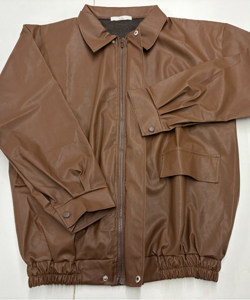 efill（エフィル）の「レザー風　ブルゾン（ブルゾン・レディース・ブラウン・L）」の6枚目の写真