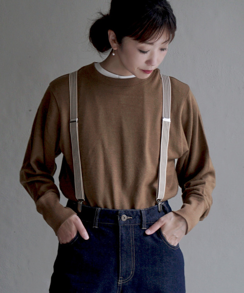 apartment department(アパートメントデパートメント)の「ニットライク クルーネックプルオーバー(Tシャツ/カットソー・レディース・カーキ/アッシュブラウン/ネイビー・M)」の15枚目の写真