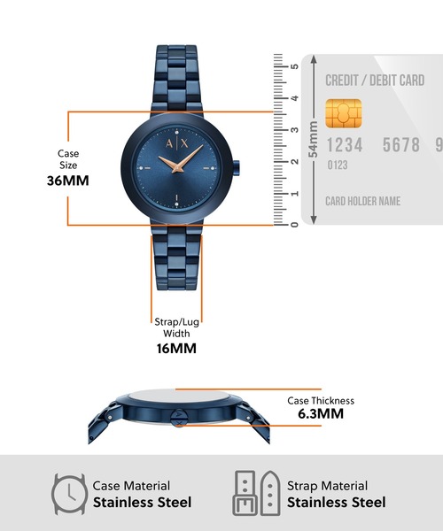 ARMANI EXCHANGE(アルマーニエクスチェンジ)の「アルマーニ・エクスチェンジ 腕時計 レディース アナログ ステンレス AX5175(アナログ腕時計・レディース・ブルー・FREE)」の5枚目の写真