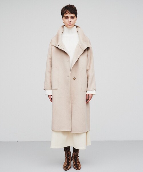 cloenc（クロエンス）の「◆ウール混リバーロングコート（その他アウター・レディース・ベージュ/チャコールグレー・02/01）」の3枚目の写真