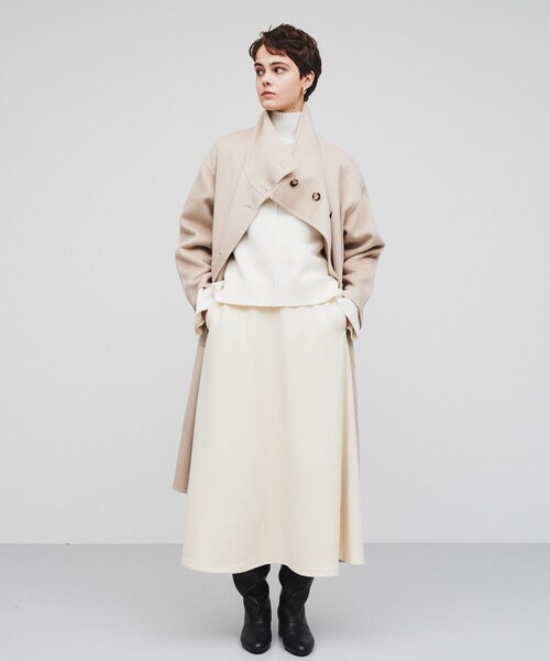cloenc（クロエンス）の「◆ウール混リバーロングコート（その他アウター・レディース・ベージュ/チャコールグレー・02/01）」の4枚目の写真